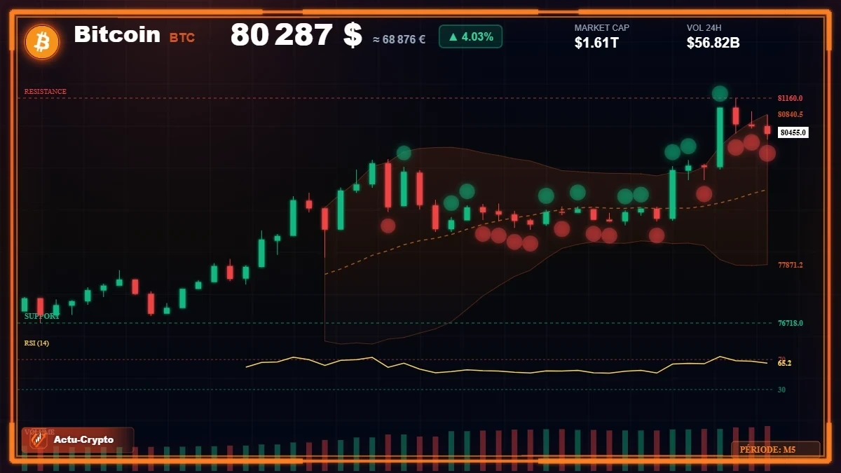 Analyse technique du cours Bitcoin (BTC) avec données de marché récentes