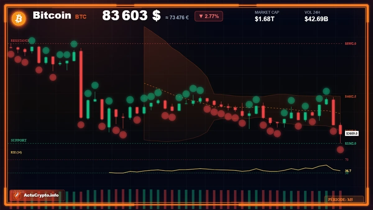 Analyse technique du cours Bitcoin (BTC) avec données de marché récentes