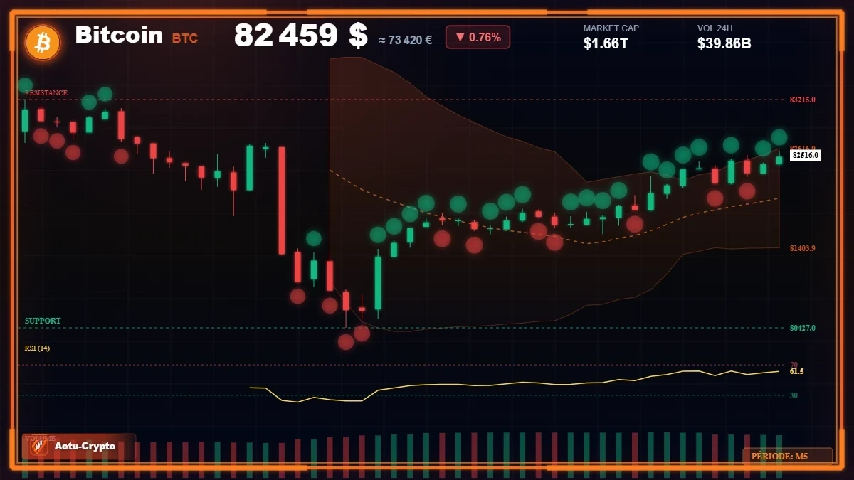 Analyse technique du cours Bitcoin (BTC) avec données de marché récentes