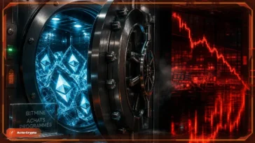 Coffre institutionnel rempli de tokens symbolisant le plafond d’achats d’Ethereum de BitMine